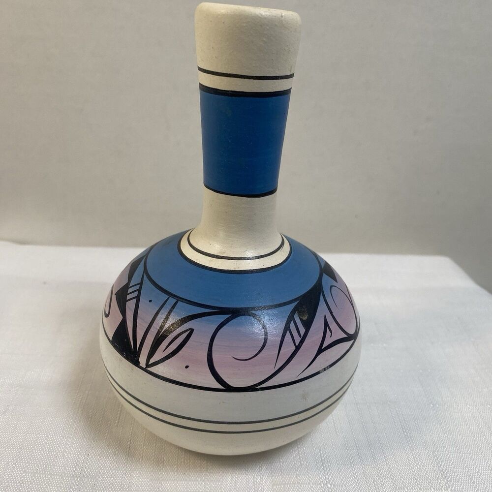 Southwest Hand Painted Pottery Small Vase Signed Dineh Navajo